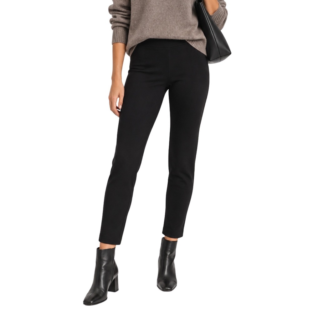 Eileen Fisher Pants Womens Small Black Ankle Cropped Straight Leg Jersey Knit